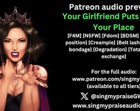 Your Girlfriend Puts You in Your Place erotic audio preview -Performed by Singmypraise