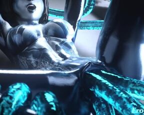 Cortana gets her pussy stretched wide open by 4 slimy rods