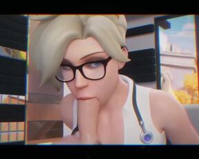 Super Blonde Girl From Overwatch Take Cum on Face!