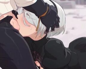 2B sucks cock down throat