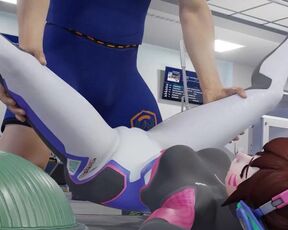 D.va with a personal trainer in gym