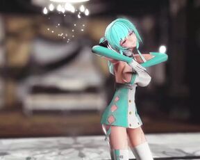 Saint Louis Hentai Undress Dance Azur Lane Wiggle Wiggle Big Boobs Mmd 3D Clear Blue Hair Color Edit Smixix