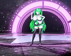 Hatsune Miku Huge Boobs Undress Dance Hentai Vocaloid Bibbidiba Song Mmd 3D Green Hair Color Edit Smixix